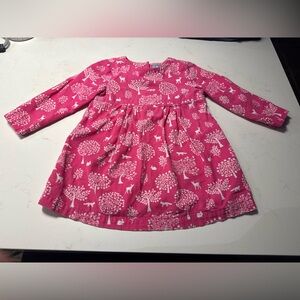 Baby Gap Pink Long Sleeve Dress with Tree and Animal Print